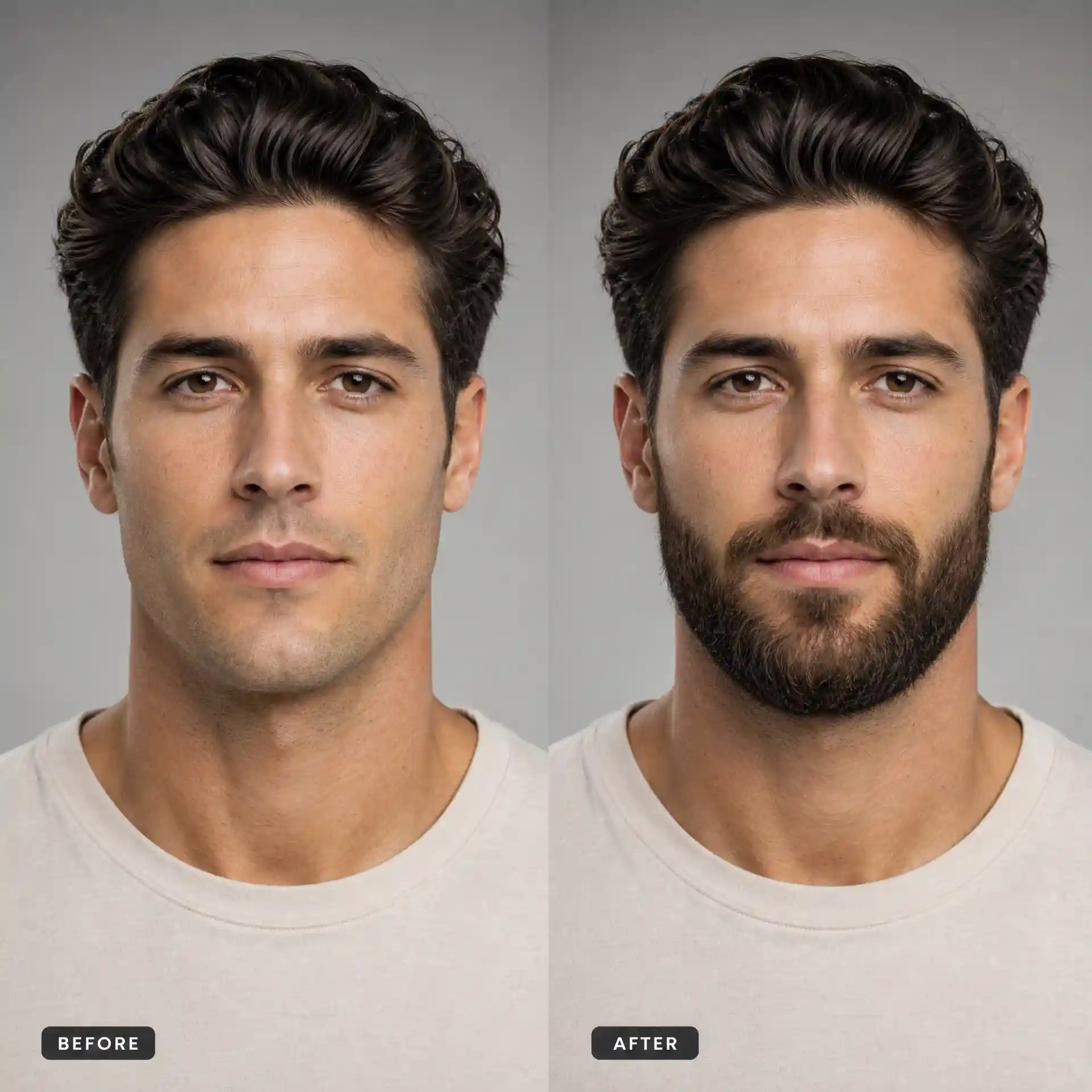 Beard generator design library presenting diverse realistic facial hair styles for virtual try on