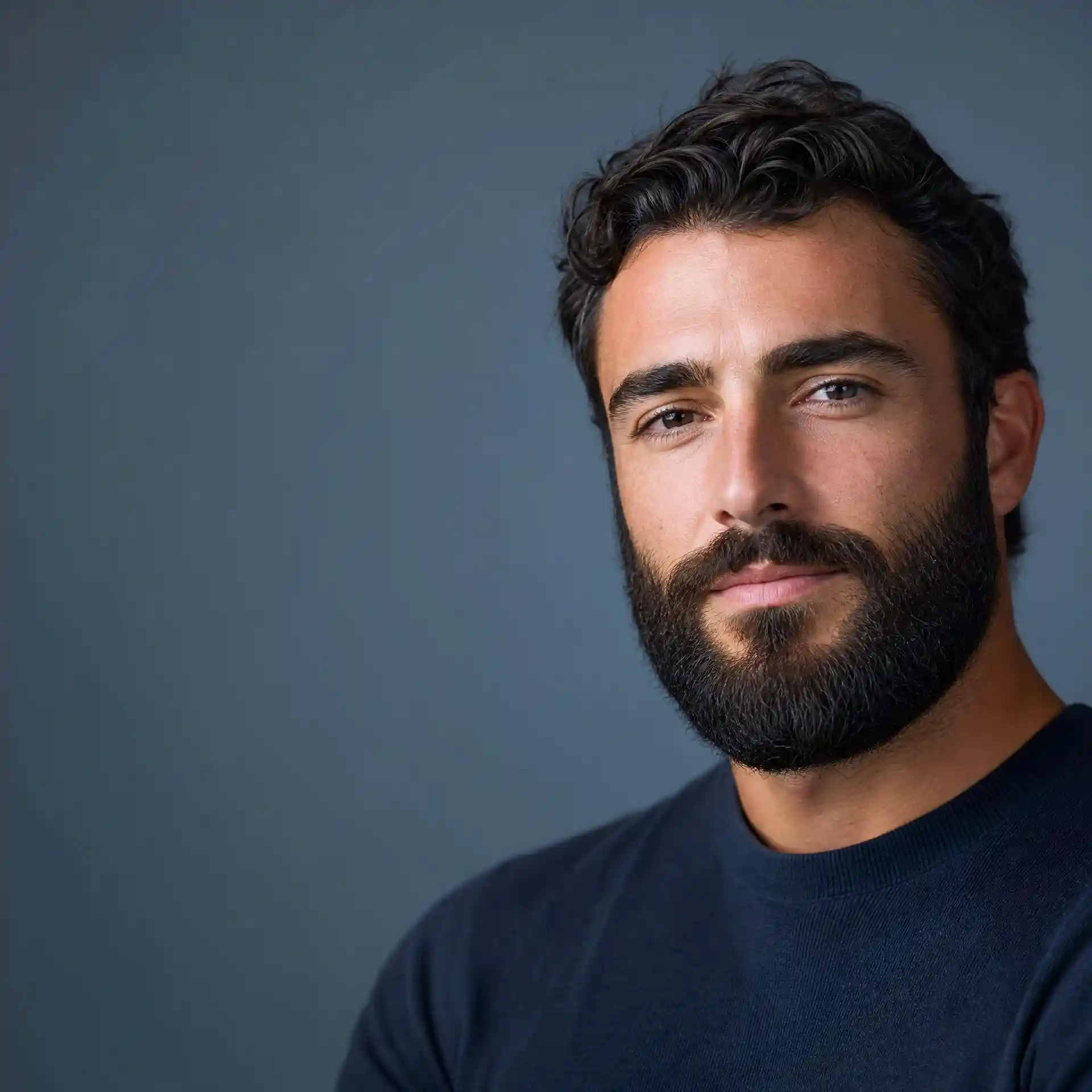 Beard generator final portrait showing a polished realistic facial hair makeover ready to download