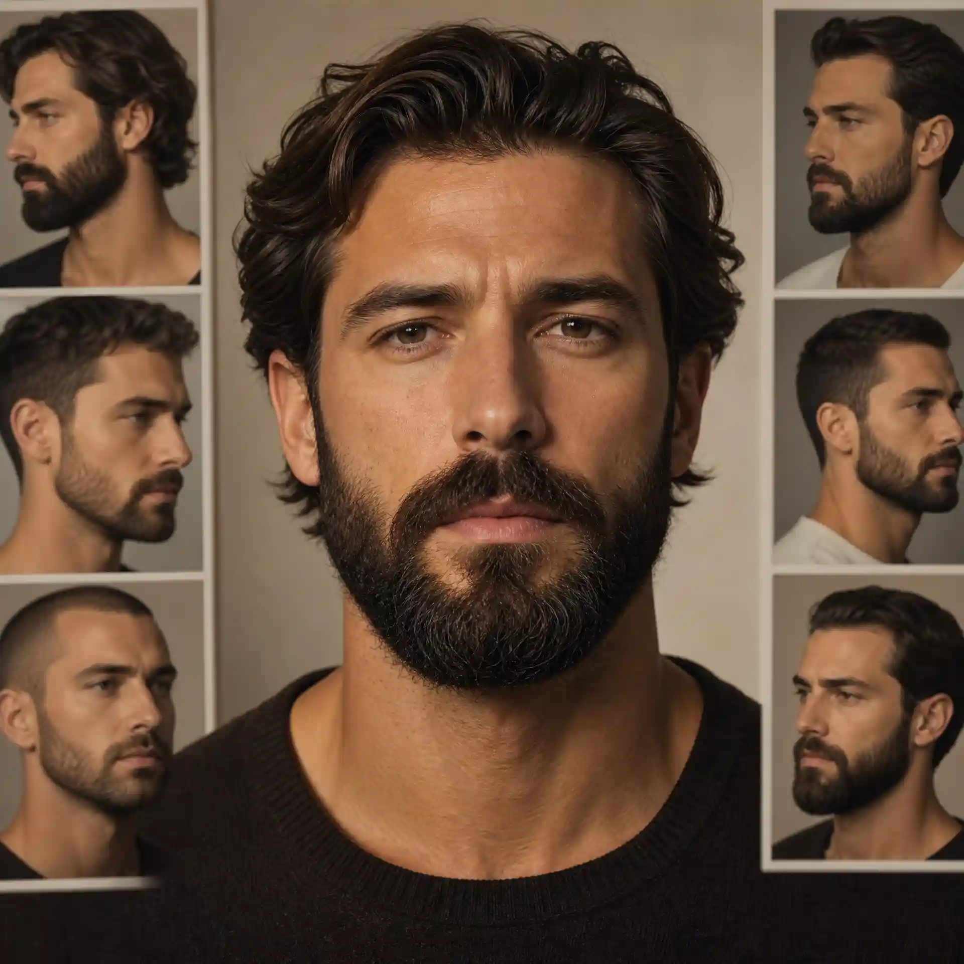 Beard styles for men library rendering natural hair density texture and lighting
