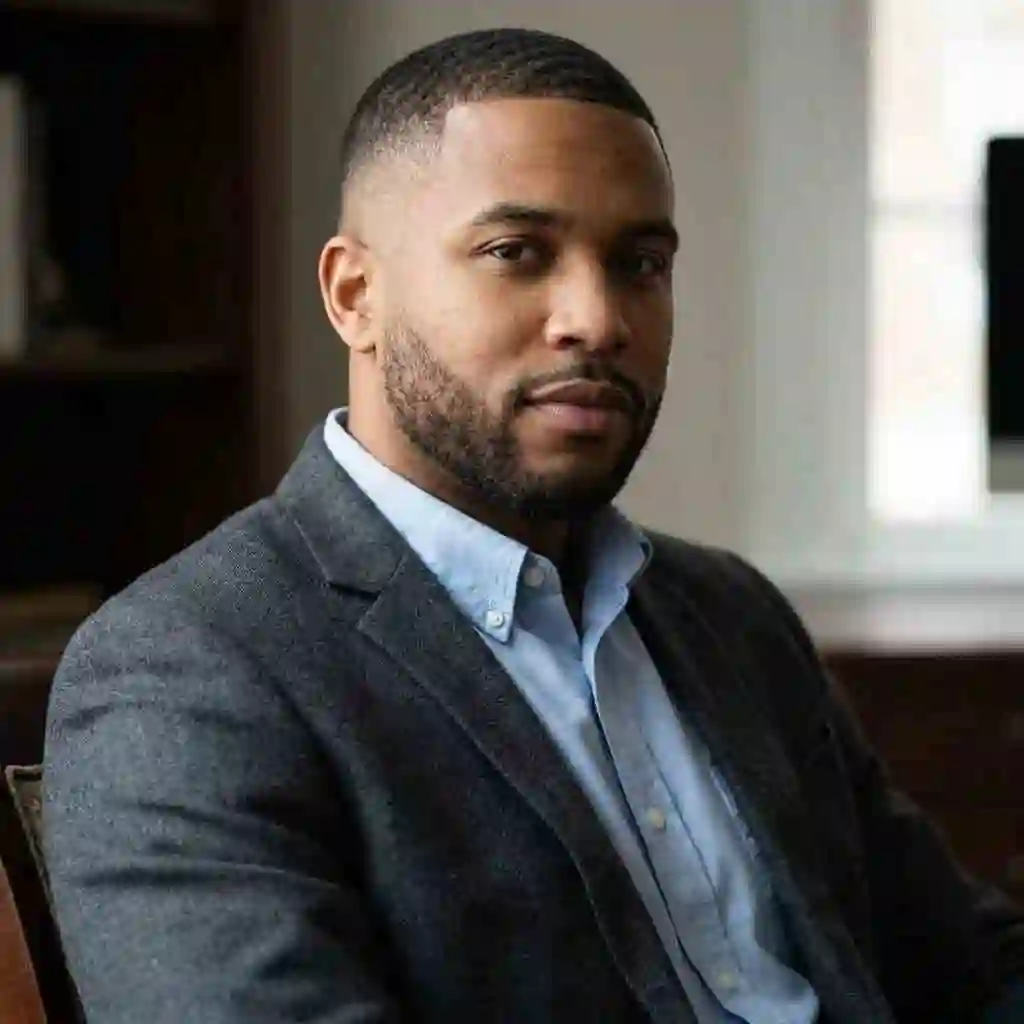 A gentleman with a low taper fade and a short beard, showcasing a refined and elegant example of the best hairstyles with beard suitable for both business and formal occasions.