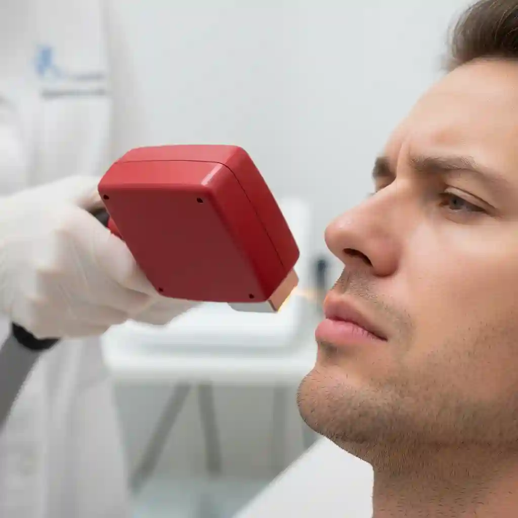 Survey results from fifty men rating their pain levels during laser hair removal beard sessions, showing that the majority experience only mild to moderate sensation similar to a rubber band snap against the skin.