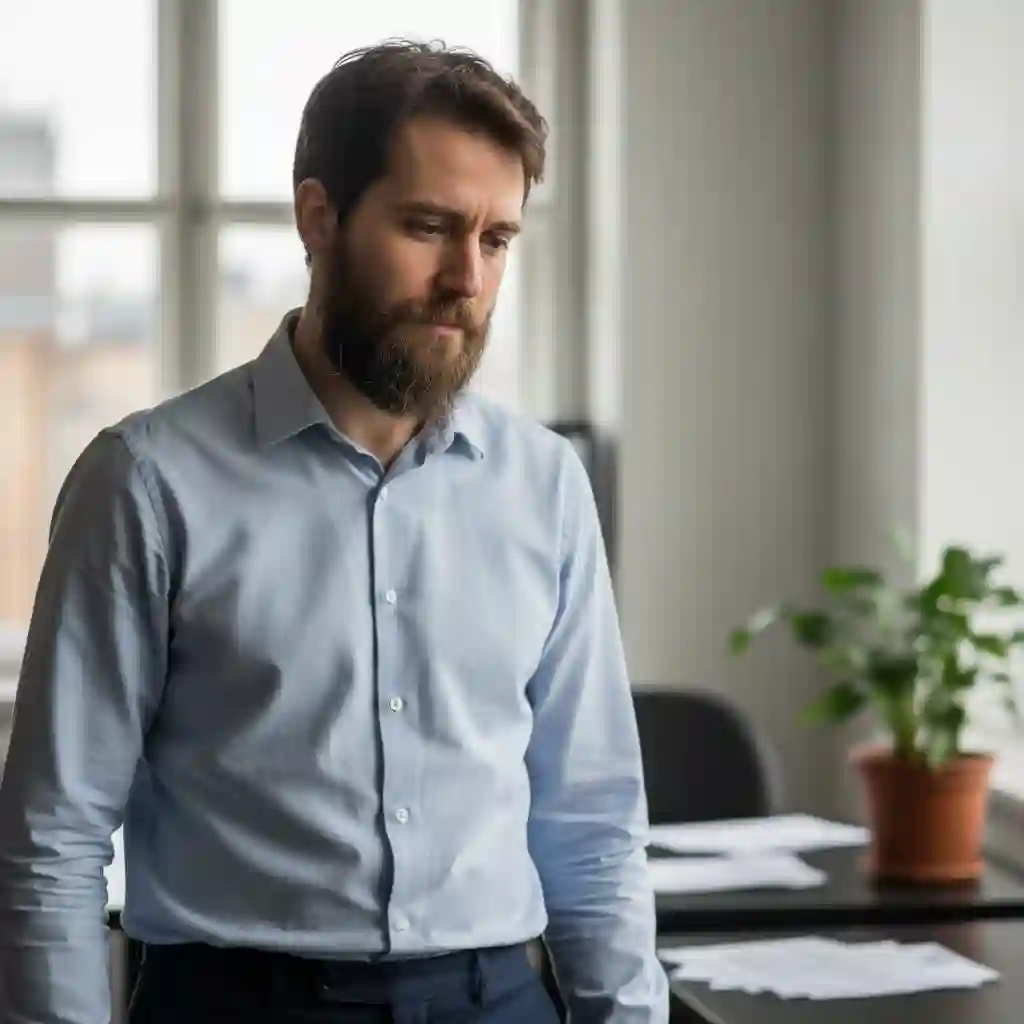 Close up of a man in the awkward growth phase, highlighting the patience required when testing new beard styles and face shapes for patchy beards and sparse growth.