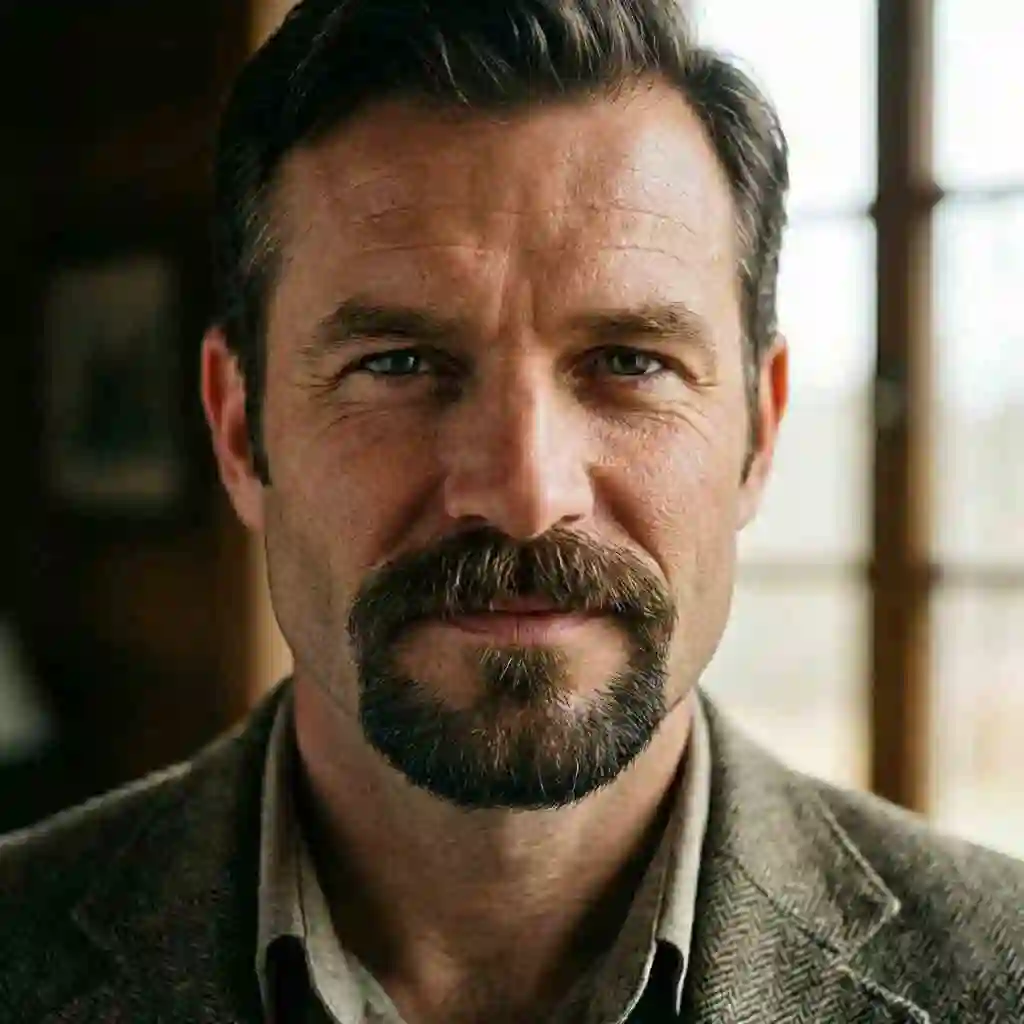 A stylish Balbo beard without sideburns, offering a unique look that softens angles and stands out as the best beard for your face shape.