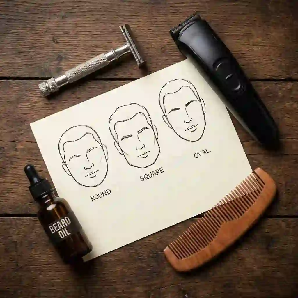Essential grooming tools including brushes and trimmers needed for maintaining the best beard for your face shape and keeping it healthy.