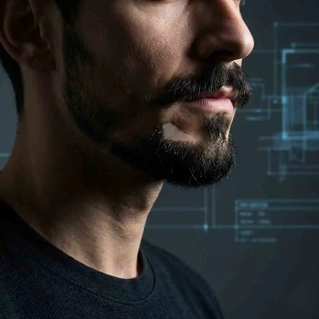 Gallery of disconnected mustache variations, highlighting negative space around the lips, balanced goatee-only structures, and floating mustache geometry for different face shapes and contemporary men’s grooming preferences.