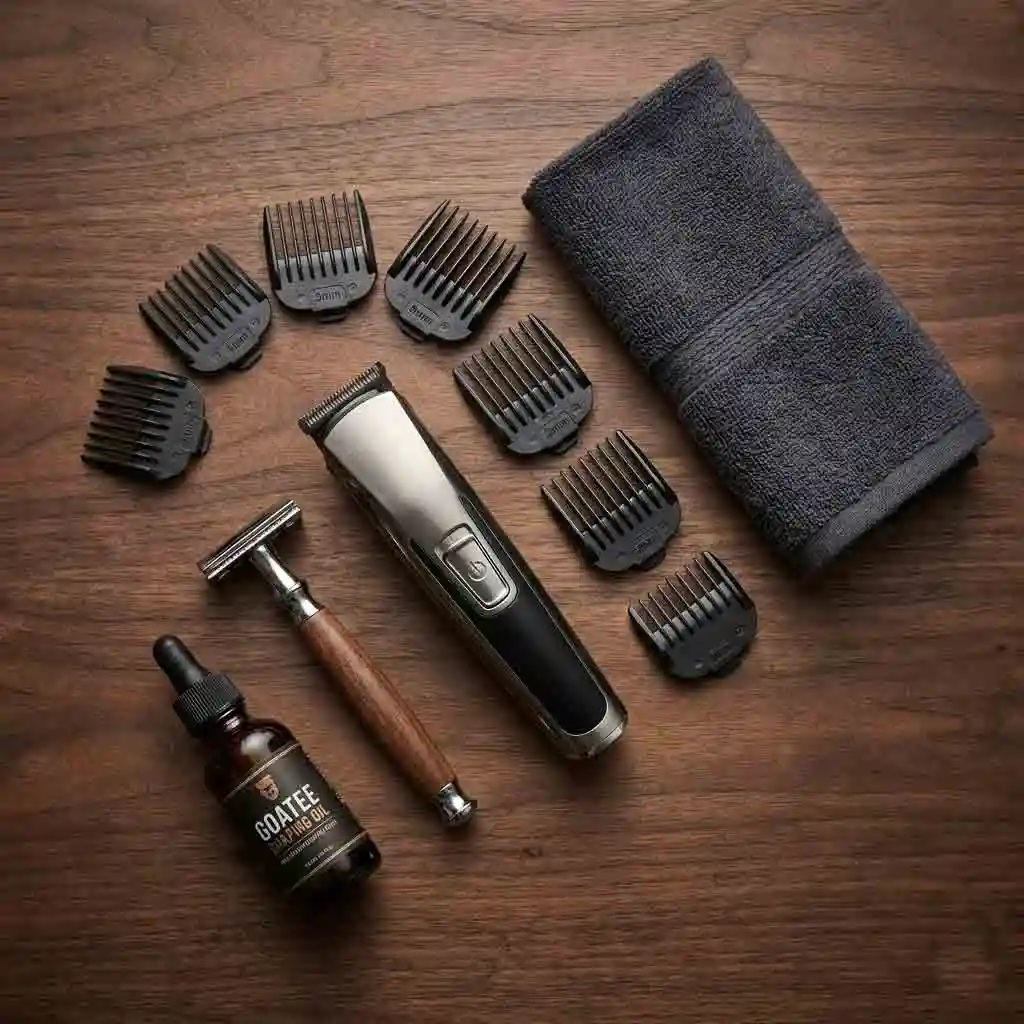 A display of essential grooming tools including an electric trimmer and manual razor, which are the necessary equipment when you want to learn how to shave into a goatee with clean lines and perfect edges.