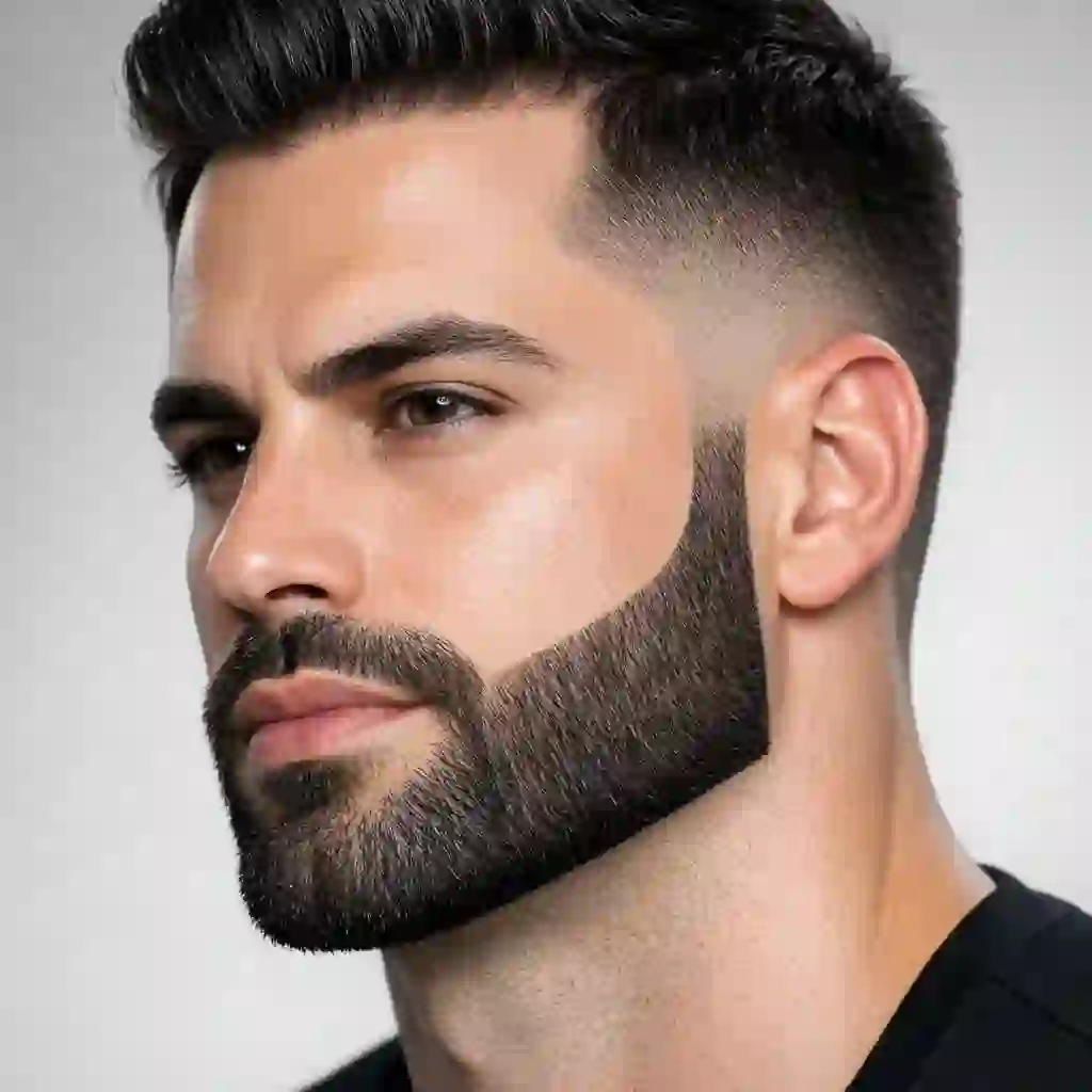 Sharp, precisely defined beard line achieved through laser for beard removal, permanently removing stray cheek and neck hairs to create a clean professional appearance every single day