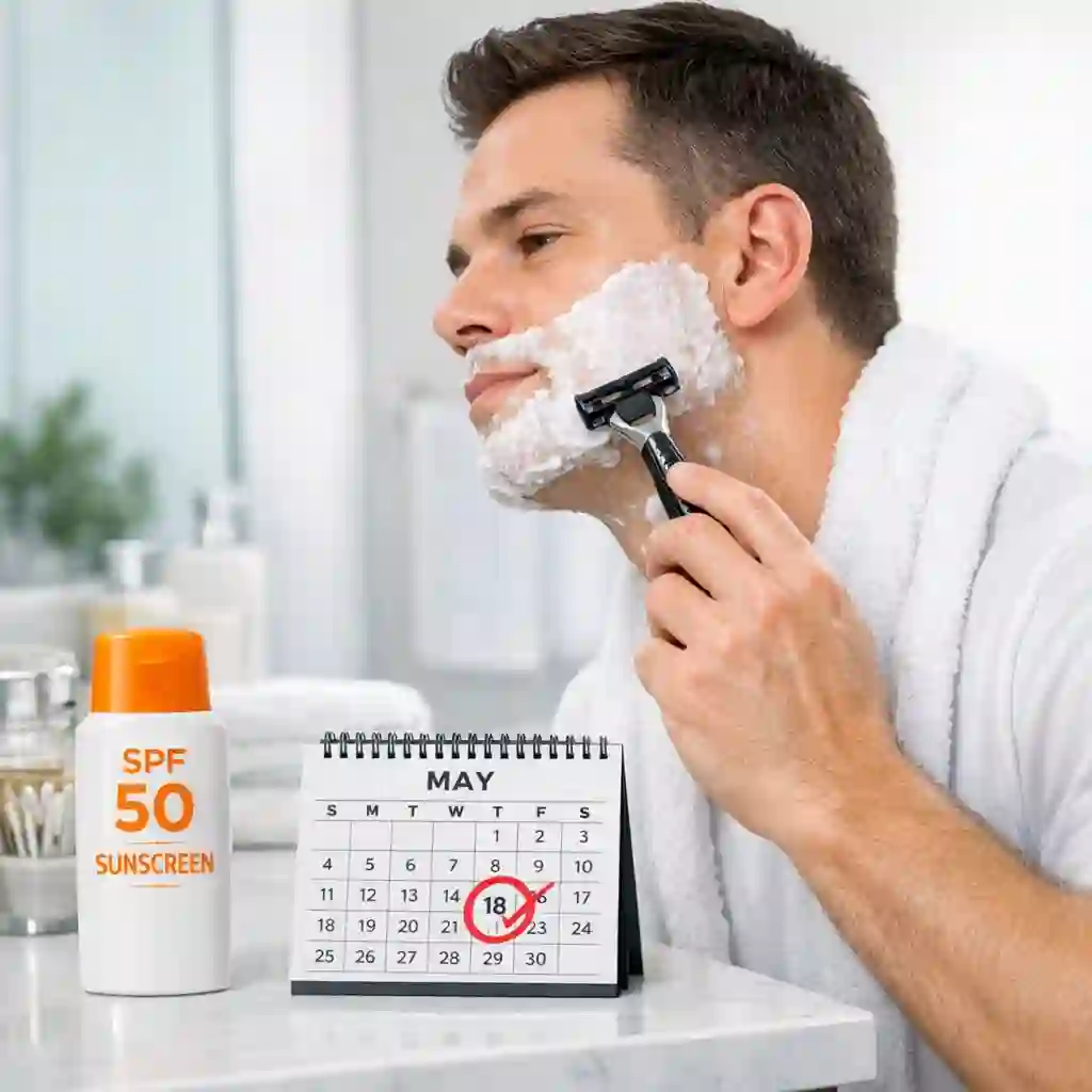 Man following essential pre-treatment preparation steps before his laser for beard removal appointment, including sun avoidance and stopping any root-pulling hair removal methods