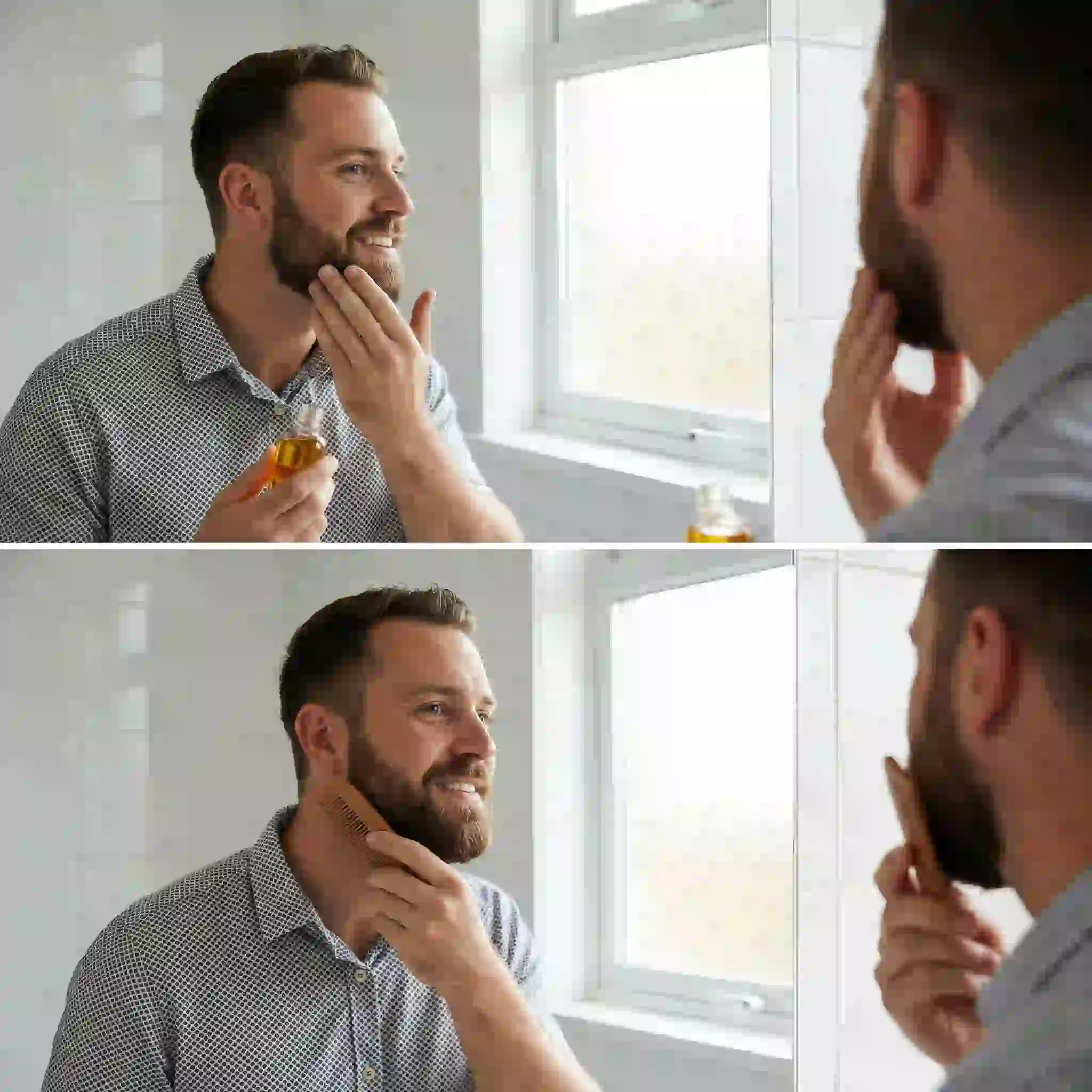 Daily maintenance routine ensuring your chosen beard styles by face shape remain flawless - a man applying premium beard balm for superior hold and hydration.