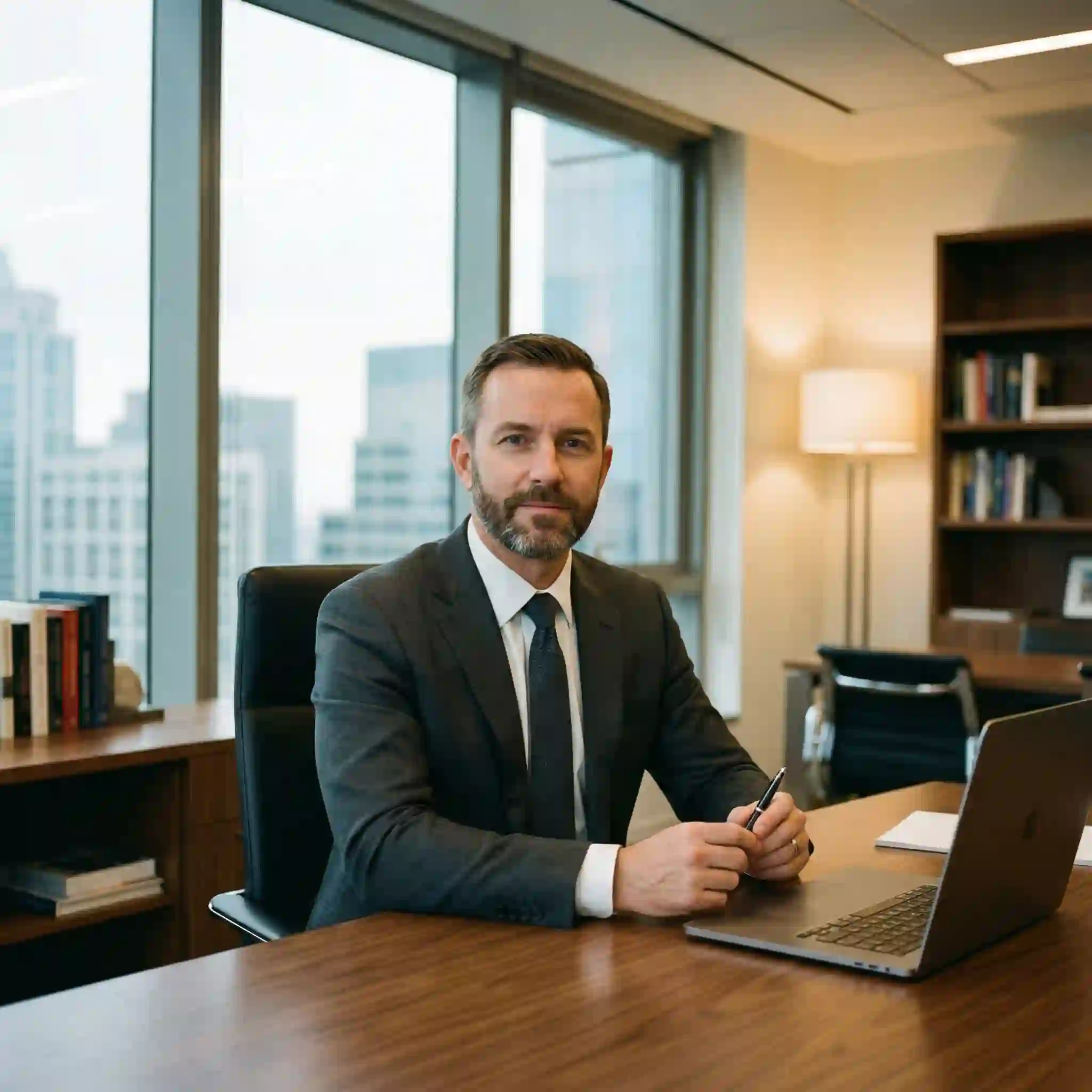 Professional networking beard styles by face shape: maintaining a conservative yet stylish short boxed beard suitable for modern corporate office environments.