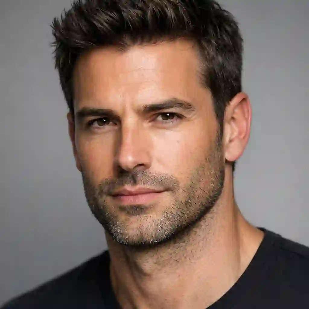 A confident man displaying the effortlessly cool 5 O'Clock Shadow, one of the most accessible and rugged beard styles that looks incredibly intentional on any face.