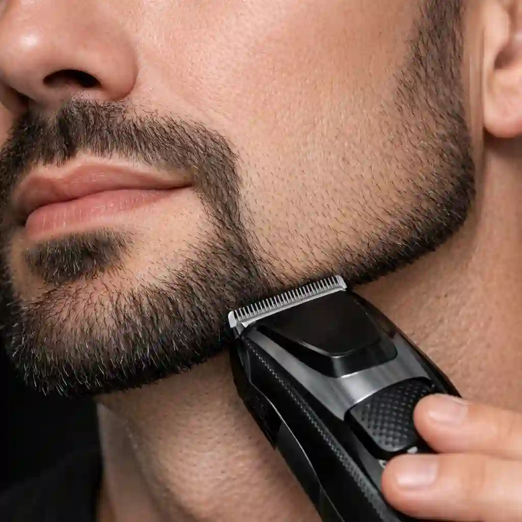 Guide to balancing width and length when shaping an extended goatee to match your specific face shape, ensuring your beard without sideburns provides the most flattering and proportional enhancement to your features.