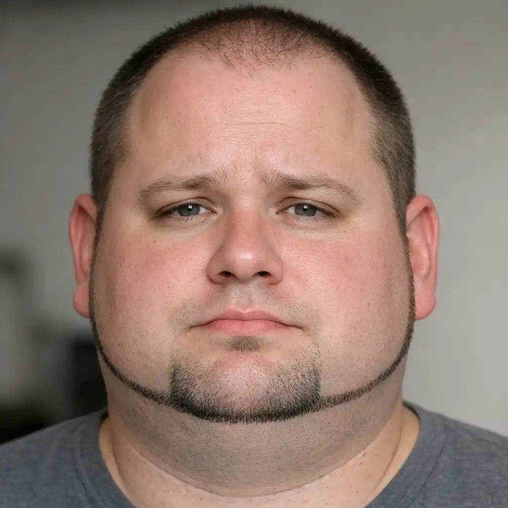 Comparison showing how a mismatched beard style can clash with specific face shapes, emphasizing the importance of choosing a beard without sideburns that truly complements your unique facial structure and features.