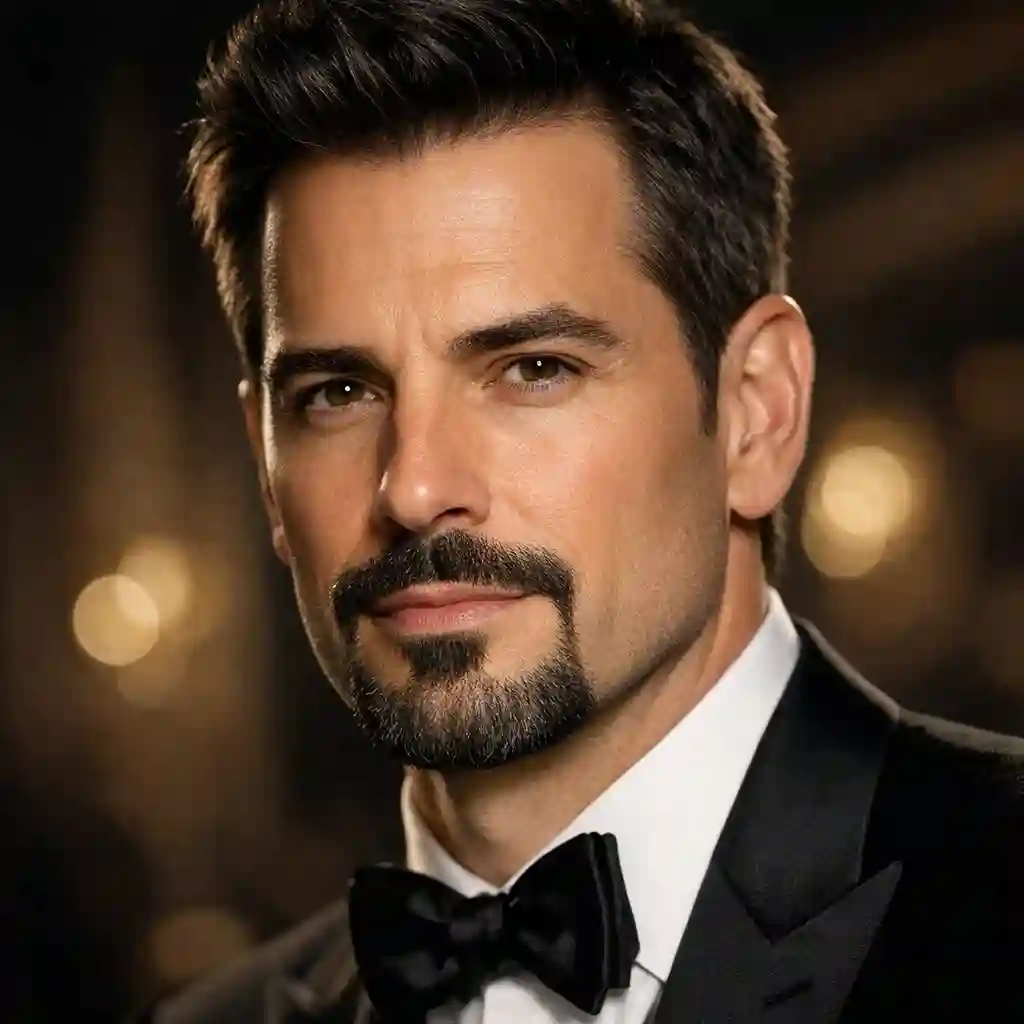 The sophisticated Balbo beard style, a popular Hollywood choice that features disconnected elements and clean-shaven cheeks, serving as a charismatic and highly polished version of the beard without sideburns look.