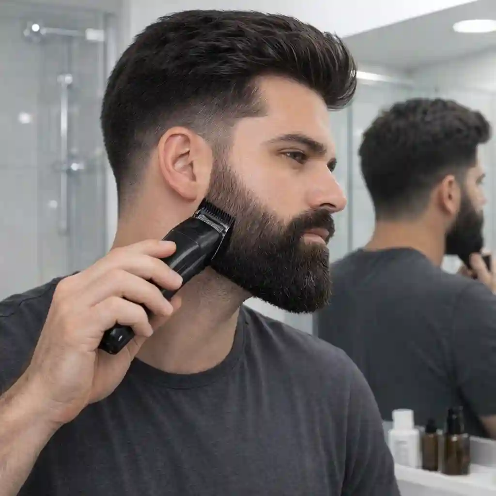 A detailed image showing the guard-by-guard method used to transition between hair lengths, which is the most fundamental technique for anyone trying to master the art of how to fade my beard at home.