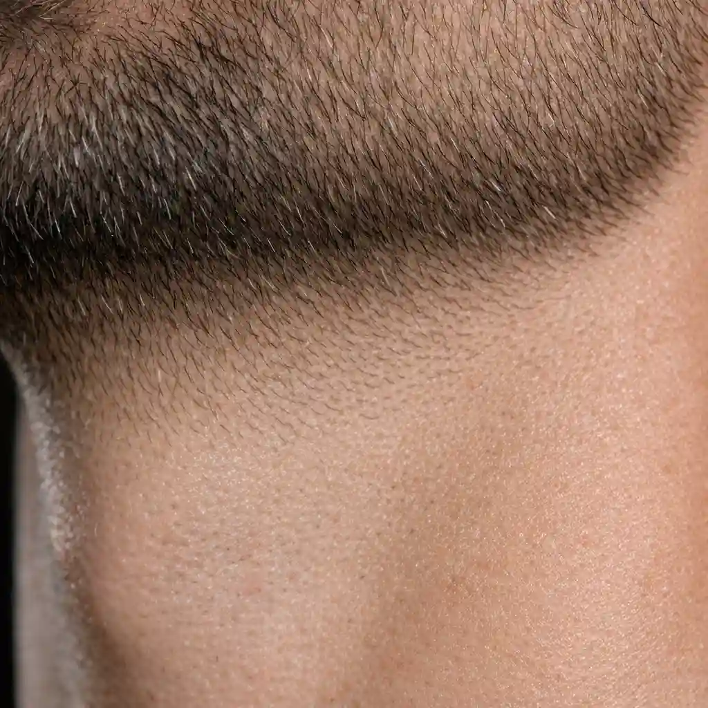 A finished look of a faded neckline that blends naturally into the fuller parts of the beard, showcasing the professional quality results achievable by following our guide on how to fade my beard.