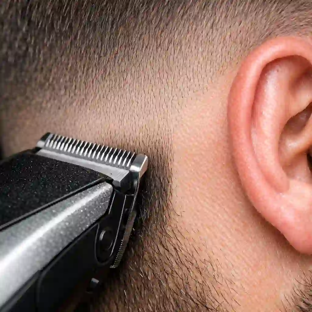 A step-by-step visual of tapering the sideburns to bridge the gap between the haircut and the facial hair, a key component of the comprehensive process of how to fade my beard perfectly.