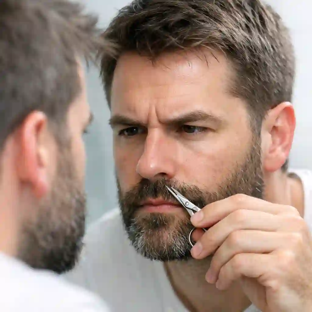 Using grooming scissors for precision work to snip away stray hairs and refine the edges, a final detailing step in the ultimate guide on how to fade my beard for a flawless result.