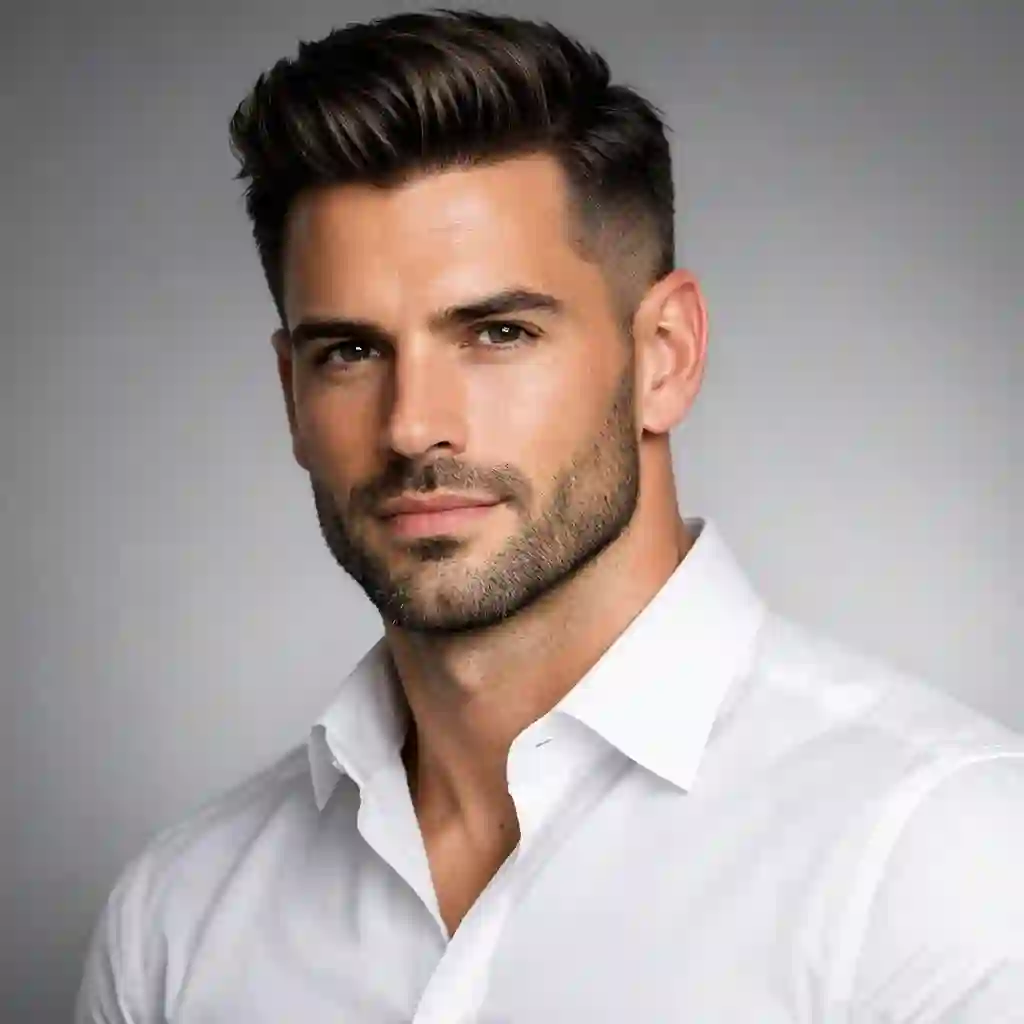 A portrait of a confident man with a perfectly groomed face, illustrating the successful results of learning how to fade my beard using a step-by-step tutorial designed for beginners and experts alike.