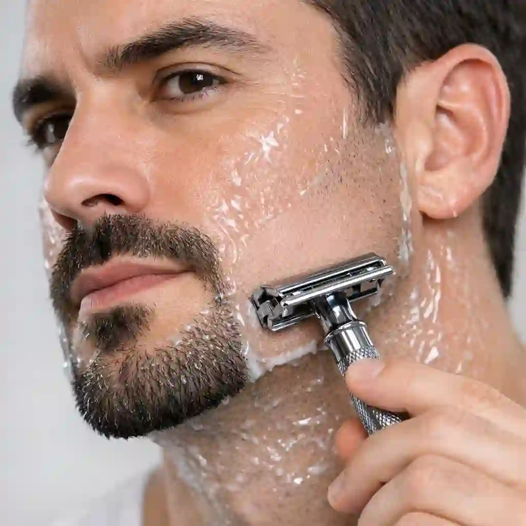The final clean shave of the surrounding areas is the last step in your grooming routine on how to shave for a goatee to produce a sharp and polished result.
