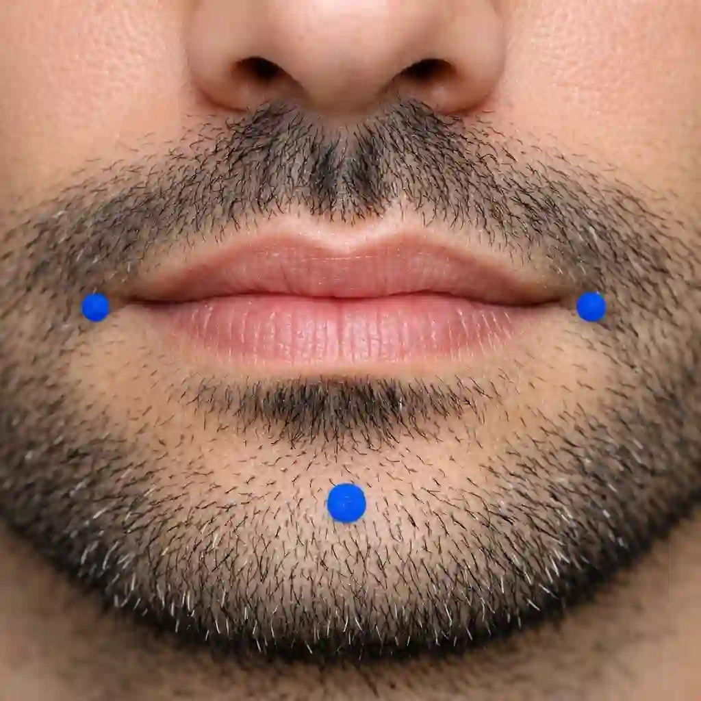 The three-point-lining method is a professional technique used by barbers to ensure perfect symmetry when they are teaching beginners exactly how to shave for a goatee without mistakes.