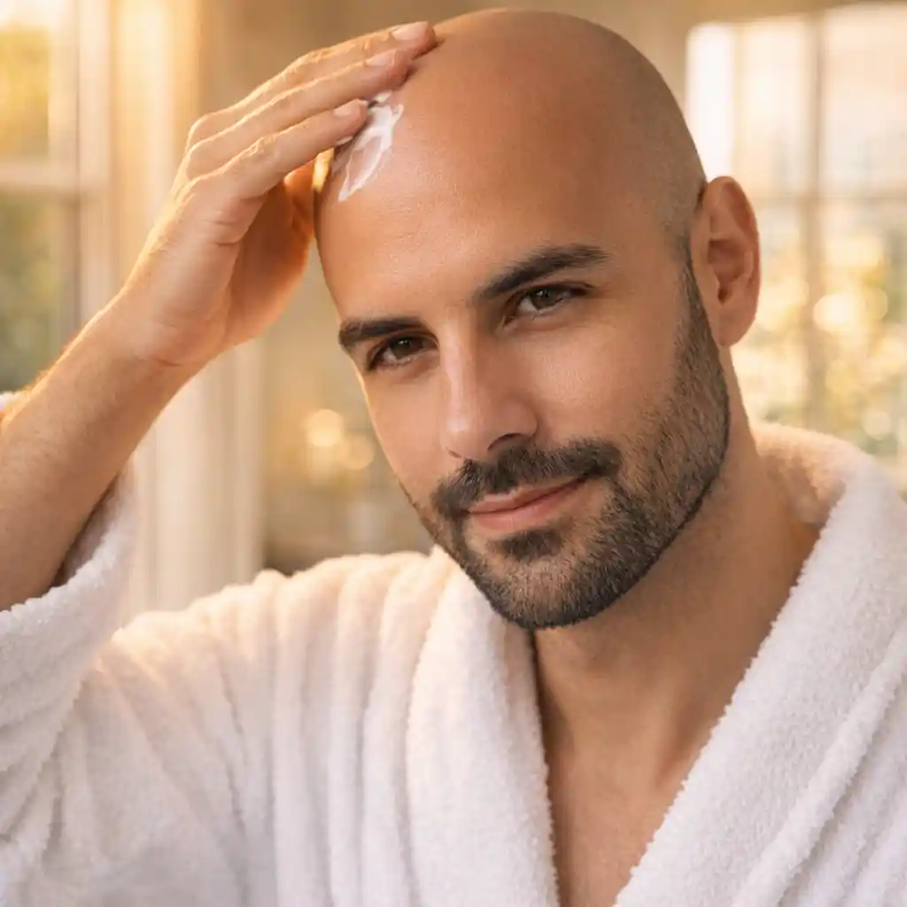 Daily moisturization is a key part of your bald head maintenance products regimen after using a bald head hair removal cream, keeping the scalp healthy, vibrant, and perfectly smooth between your regular hair removal sessions.