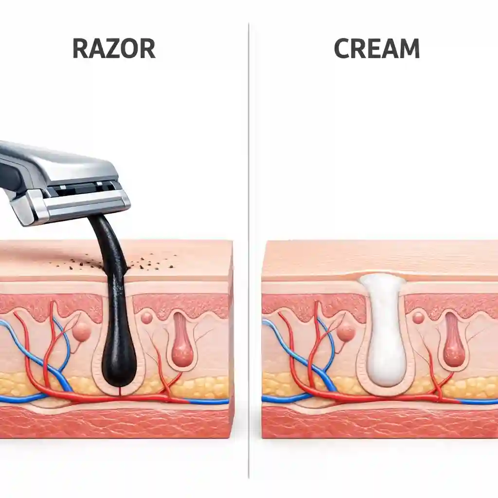 This image shows the longer-lasting smoothness achieved by using a top-rated bald head hair removal cream, explaining how depilatory creams for bald men work deeper than razors to provide a clean scalp for several days.