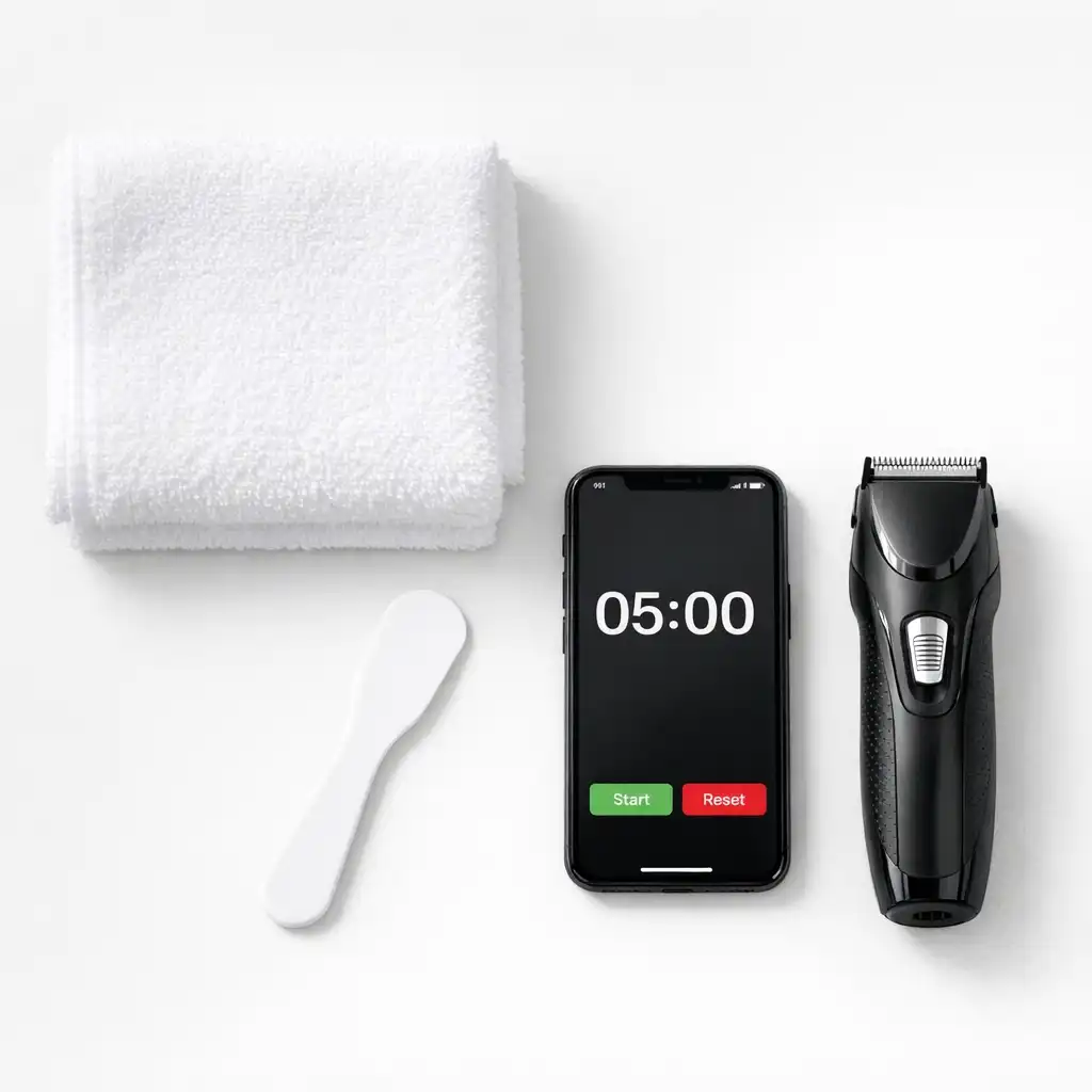 Essential prep work before applying your bald head hair removal cream includes gathering tools and trimming hair to a short stubble, ensuring the hair removal cream for scalp can work effectively and safely on your skin.