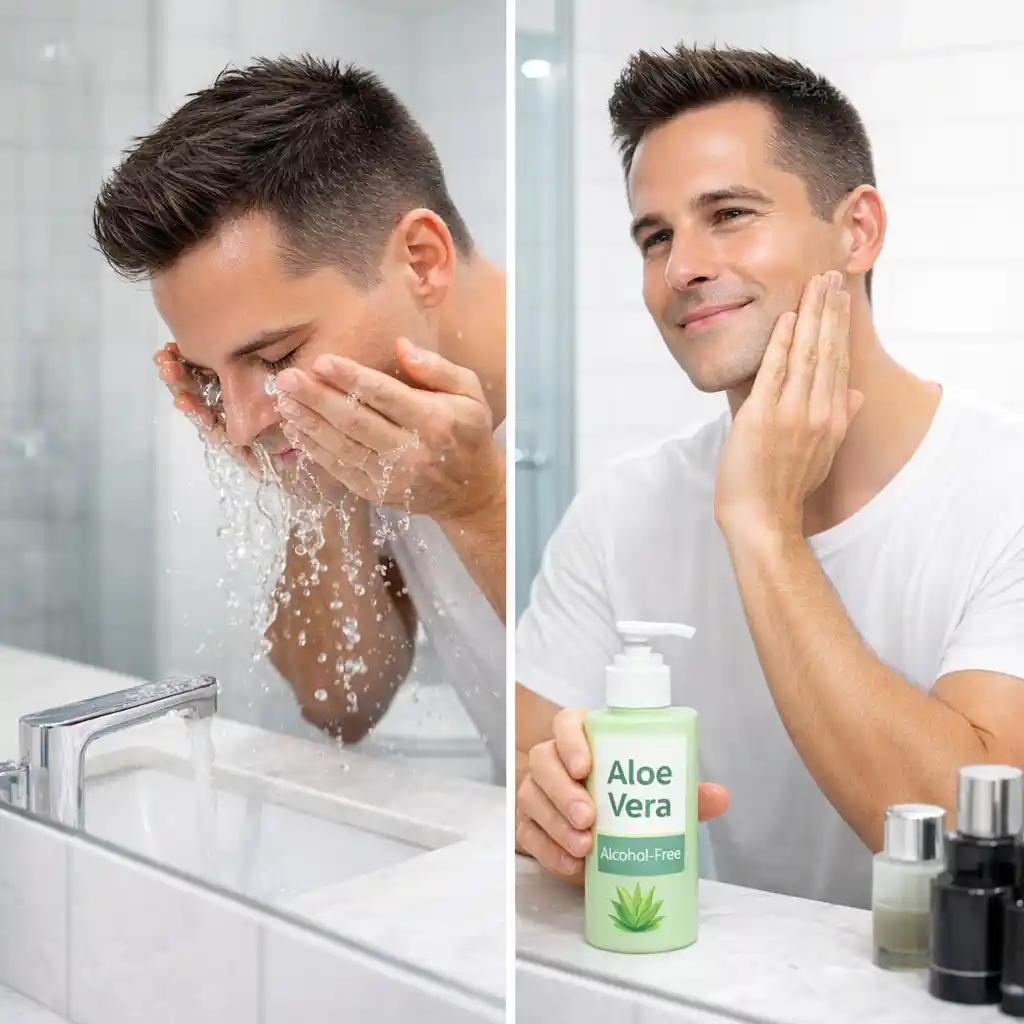 Final aftercare steps including rinsing with cool water and applying a non-alcoholic moisturizer after using facial hair removal cream to soothe the skin and maintain its health and hydration levels for long-lasting comfort and smoothness.