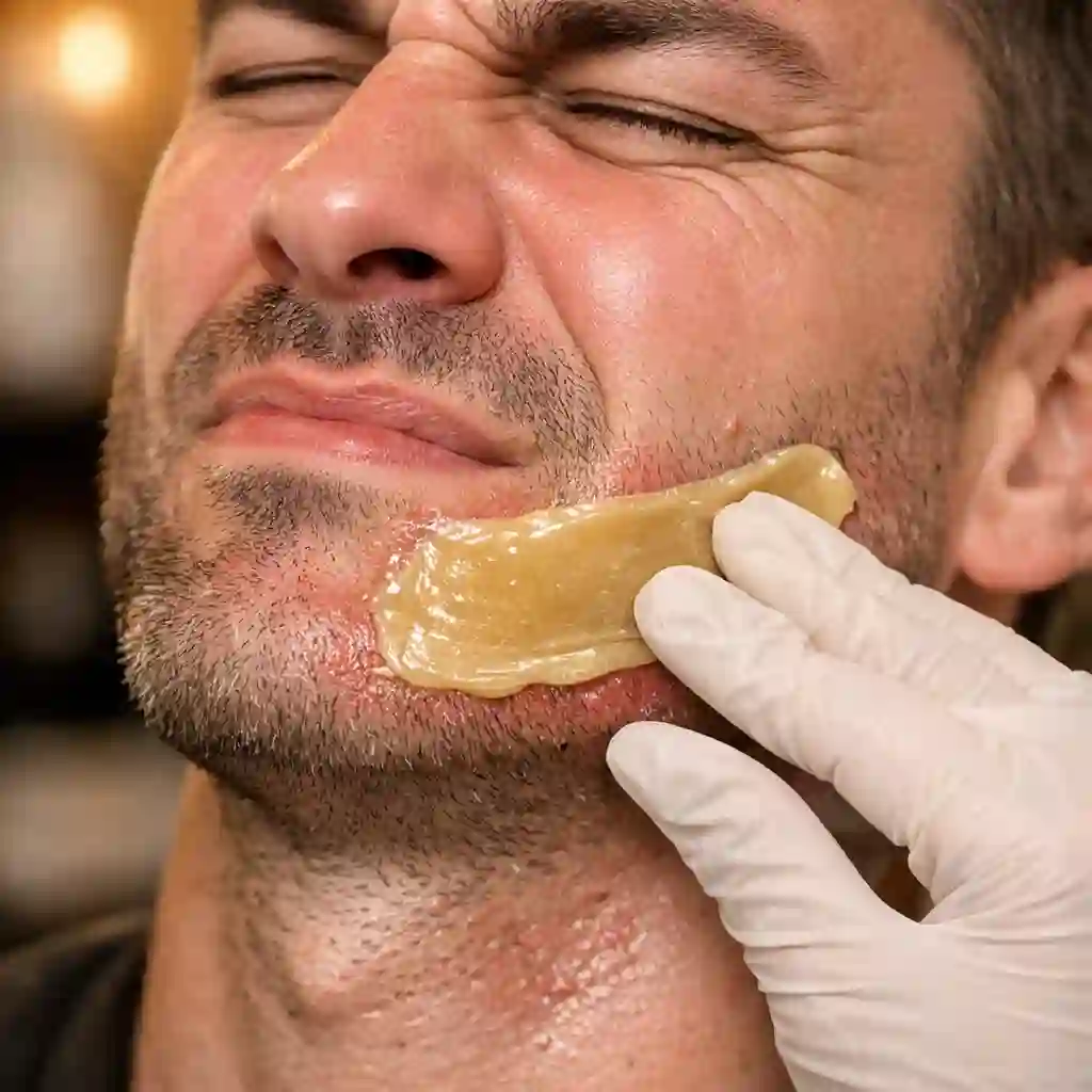 Evaluating the intense pain of professional beard waxing versus the comfortable experience of a modern facial hair removal machine which offers a much gentler way to manage coarse male facial hair permanently.