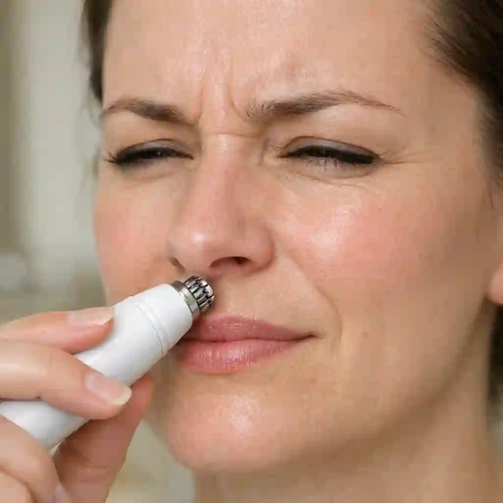 Discussing the mechanical plucking action of rotating tweezers in a facial epilator device which is a powerful facial hair removal machine option for those seeking weeks of hair-free smoothness at home.