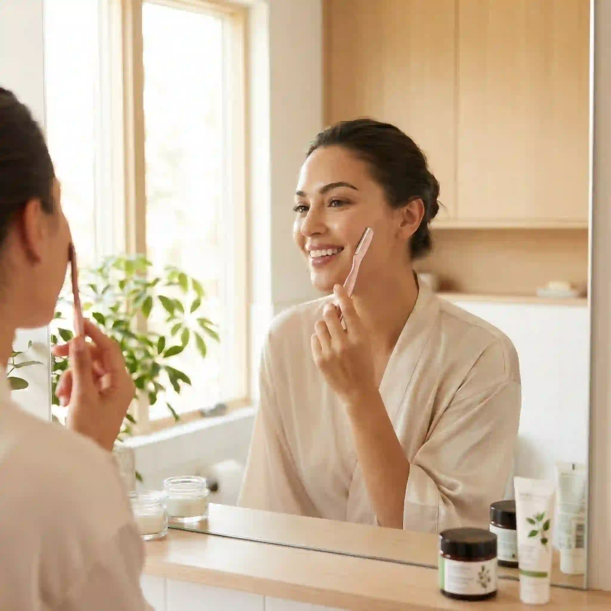 facial hair removal women guide overview showing smooth skin, safe treatment choices, and confidence-focused options for managing peach fuzz and darker facial hair.
