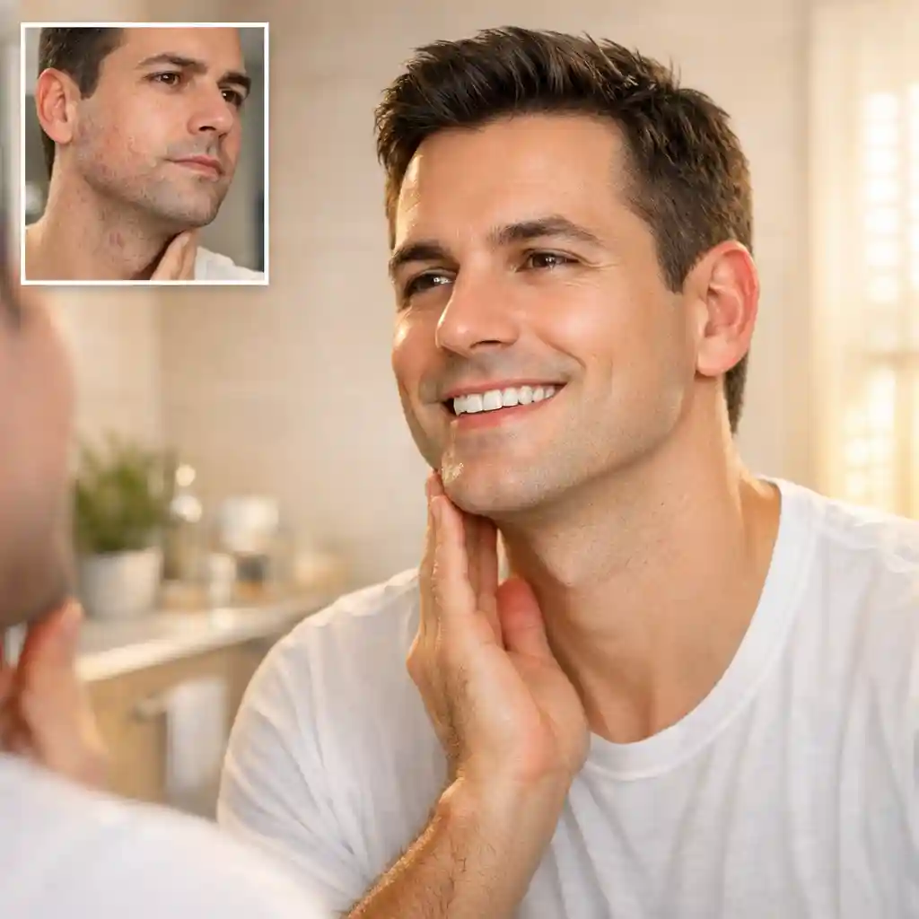 Benefits of permanent laser beard removal showing time savings confidence boost and reduced skin irritation long-term