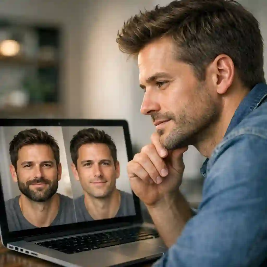 No beard filter and beard simulator complete guide showing AI-powered virtual facial hair transformation online