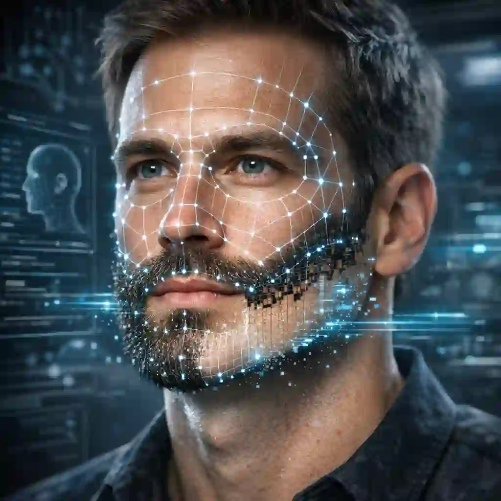AI technology behind beard removal filter showing facial mapping skin inpainting and texture synthesis process