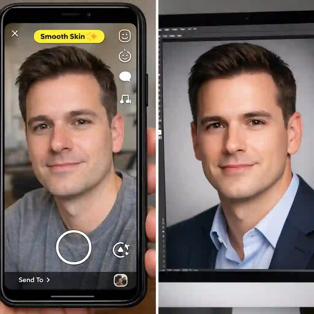 AI photo editing tools vs real-time beard filters comparison showing realism control and use case differences